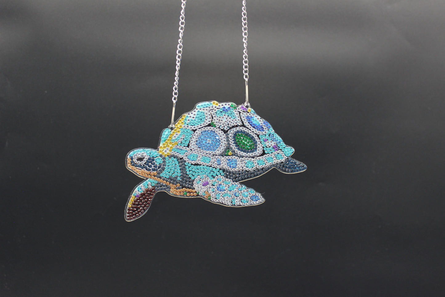 Beautifully Colored Hanging Diamond Art Suncatcher of a Sea Turtle