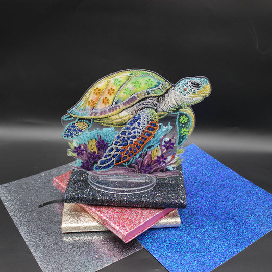 Diamond Art Table Topper Sea Turtle with multi colored shell