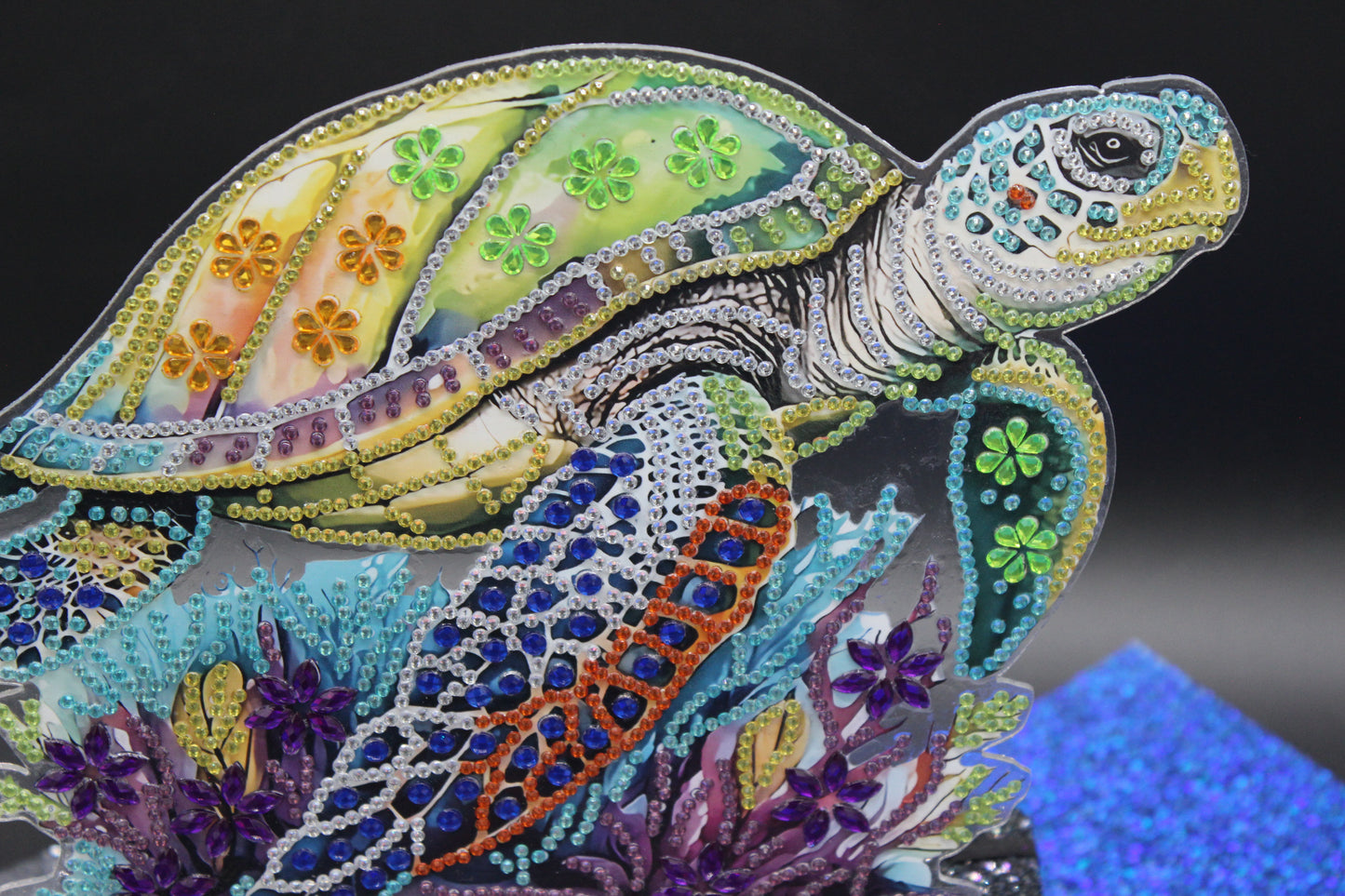 Diamond Art Table Topper Sea Turtle with multi colored shell