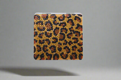 Stunning Square Shaped Copper Compact Mirror with & Black Animal Skin Print