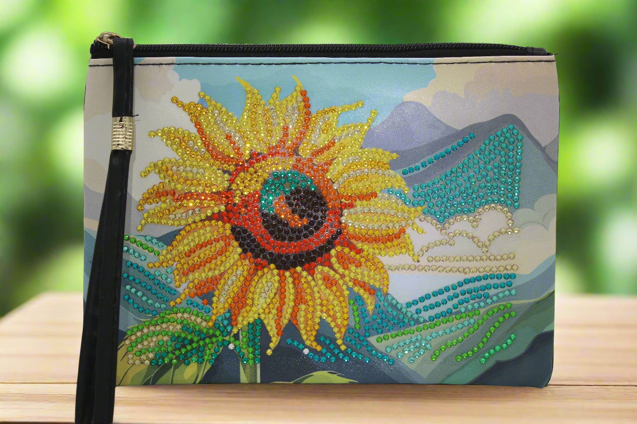 Gorgeous Traveling Clutch Large Flower Purse / Makeup Bag / Art Wristlet