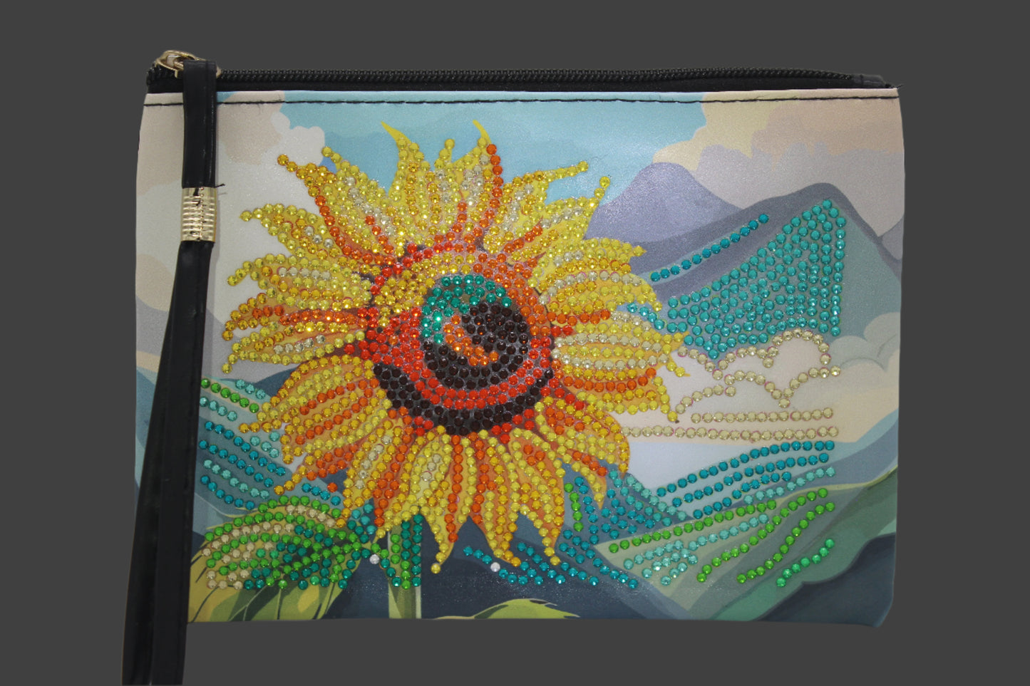 Gorgeous Traveling Clutch Large Flower Purse / Makeup Bag / Art Wristlet