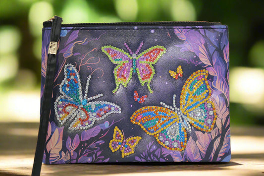 Gorgeous Butterflies, Handbag Clutch Purse / Makeup Bag / Art Wristlet