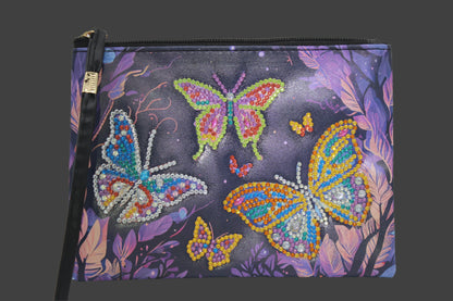 Gorgeous Butterflies, Handbag Clutch Purse / Makeup Bag / Art Wristlet