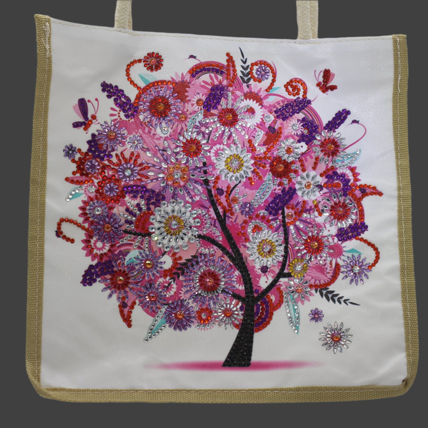 Jazzie Diamond Art Flowery Canvas Hand Bag