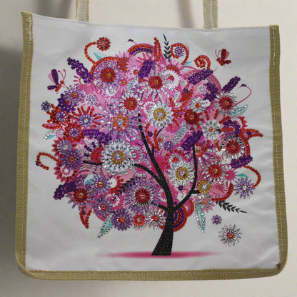 Jazzie Diamond Art Flowery Canvas Hand Bag