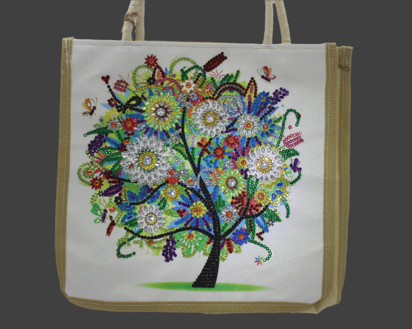 Jazzie Diamond Art Colorful Flowery Tree Canvas Hand Bag