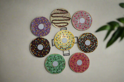 Multi-Color Diamond Art Donut Coasters