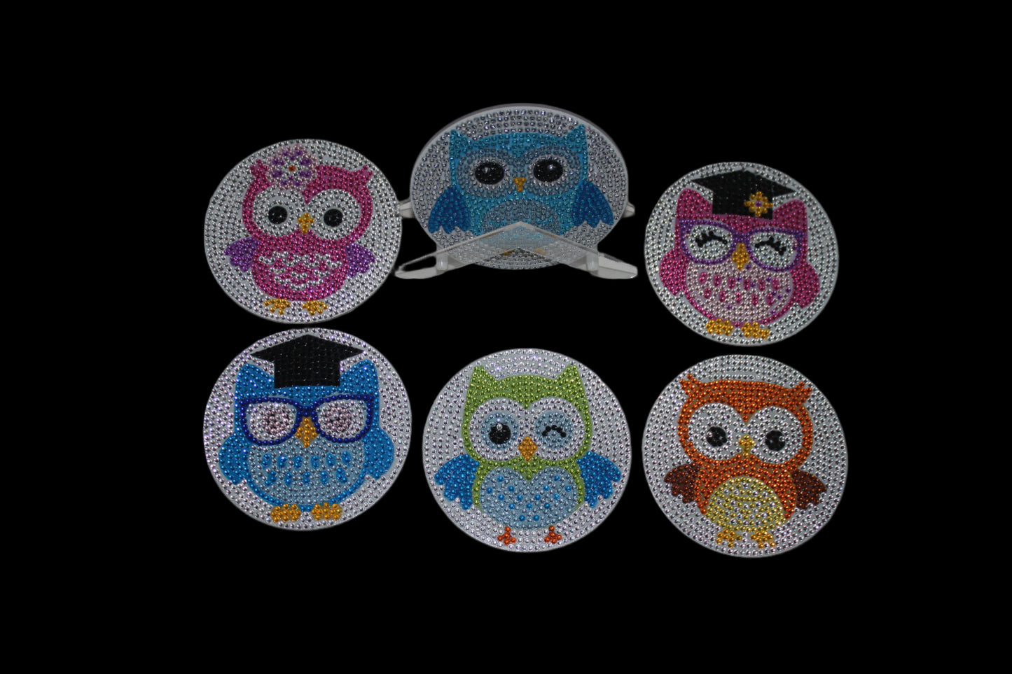 Owl Diamond Art Coasters with multiple Cute Little Owl Designs Designs