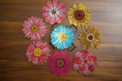 Multi-Color Diamond Art Flower Coasters