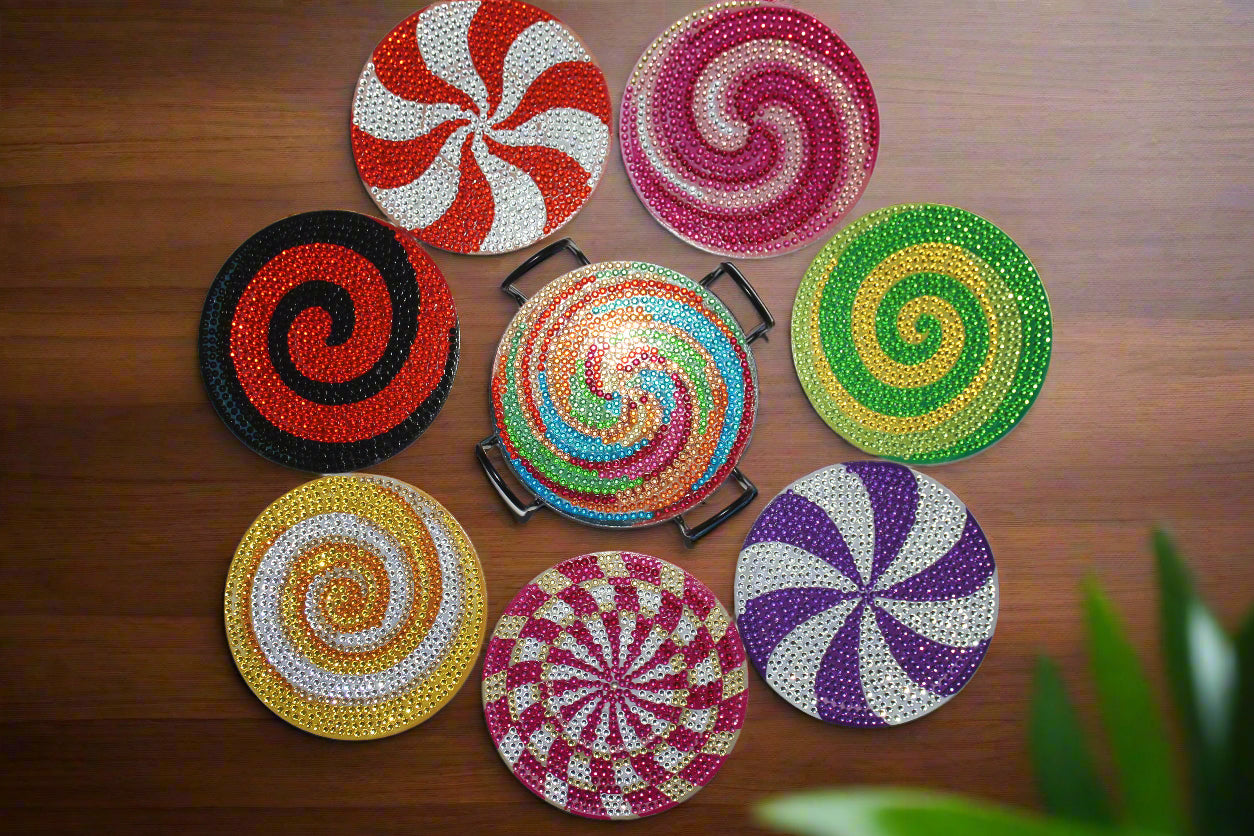 Multi-Color Diamond Art Candy Piece Coasters