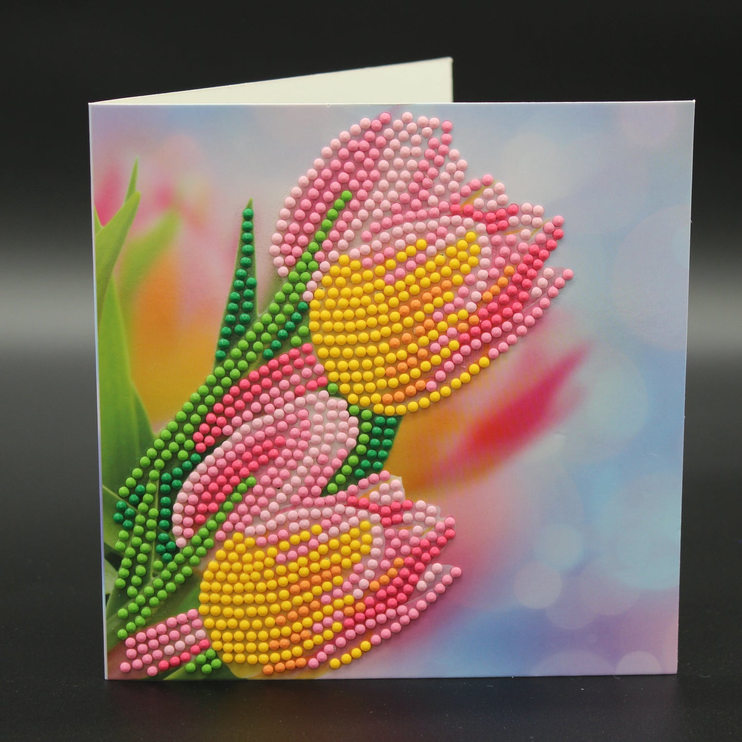 Gorgeous Pink and Yellow Tulips in Crystal Rhinestones.  Perfect for Saying Thank You.