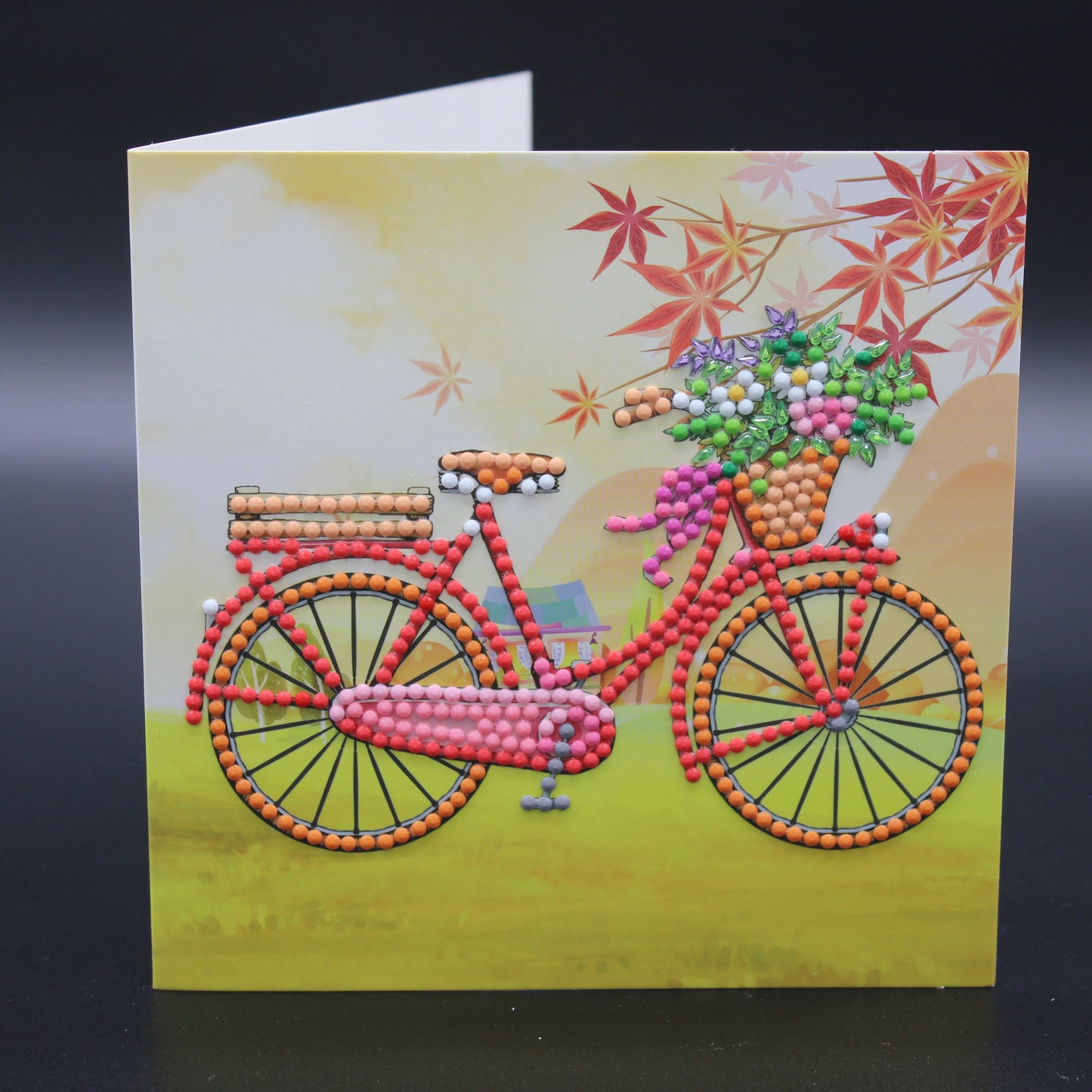 You Spin My Wheels! Card is Adorned with Charming Rhinestones Featuring a The Cutest Bicycle - Such a Nice Way to say I Adore You.