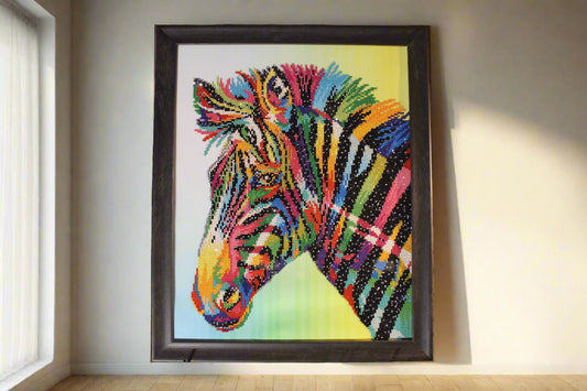 Art Deco Zebra with Customized Rhinestone Crystals.   A Beautiful Piece for an Eclectic Art Enthusiasts Who Adores Colored Animals.