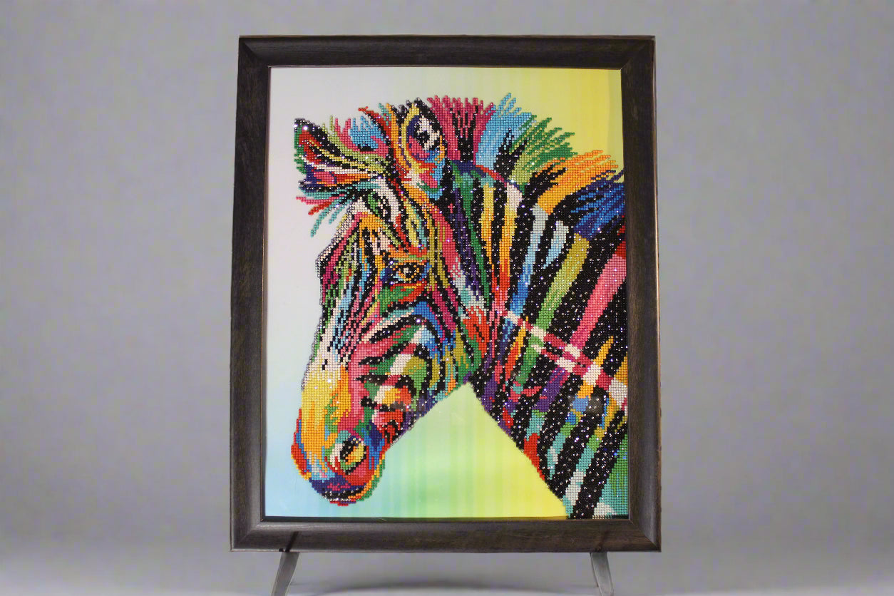 Art Deco Zebra with Customized Rhinestone Crystals.   A Beautiful Piece for an Eclectic Art Enthusiasts Who Adores Colored Animals.