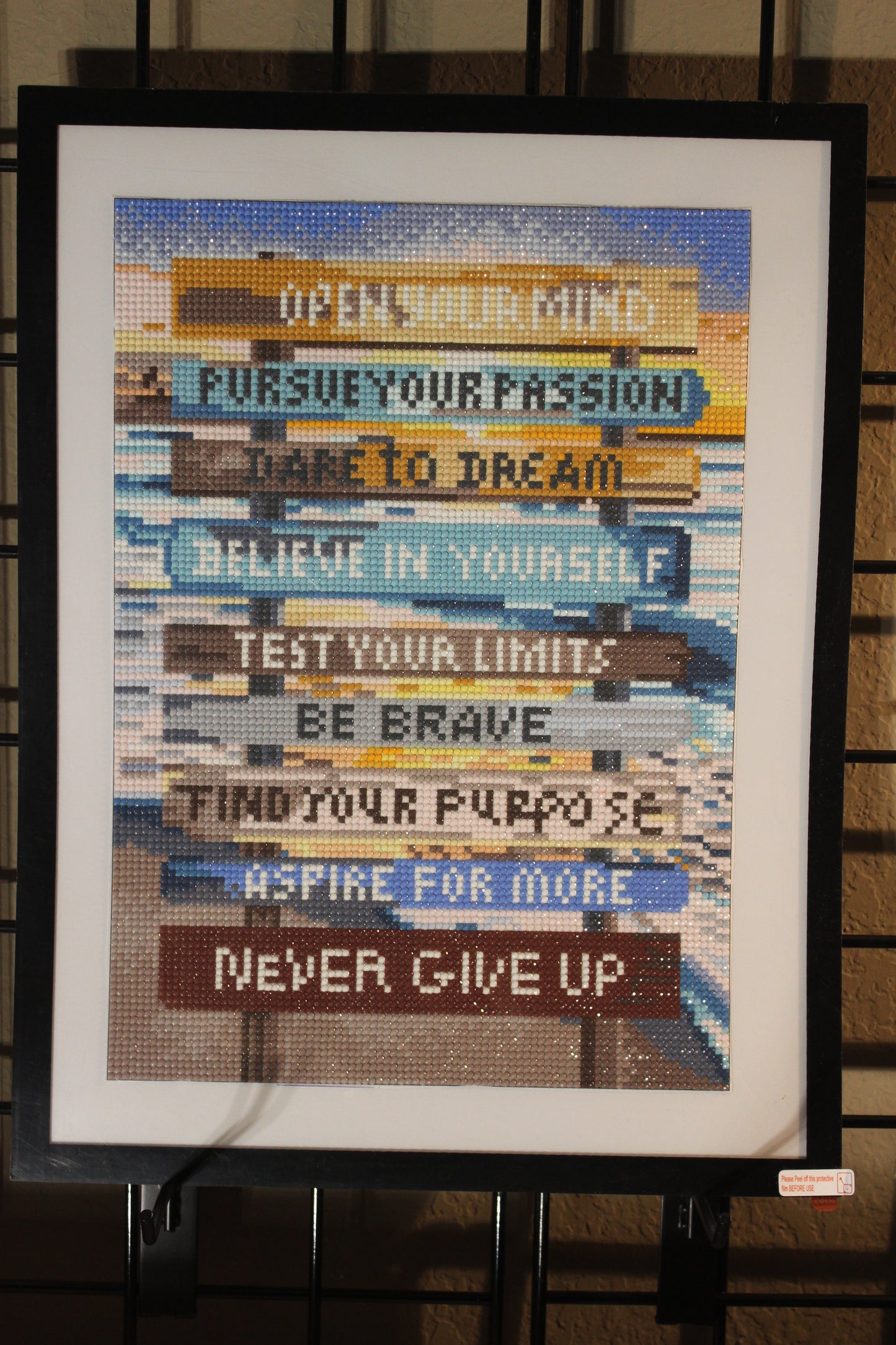 A Beach Picture, Motivational Sign.  Perfect for a Pool or Just a Cool Place.  Blue & Yellow and Brown.