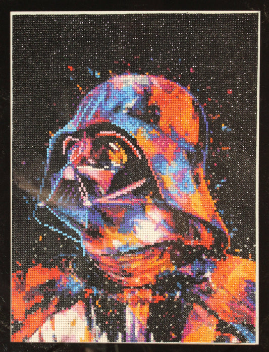 Custom Colored and Adorned Painting of Darth Vador in a Colorful Fashion View of his Command.