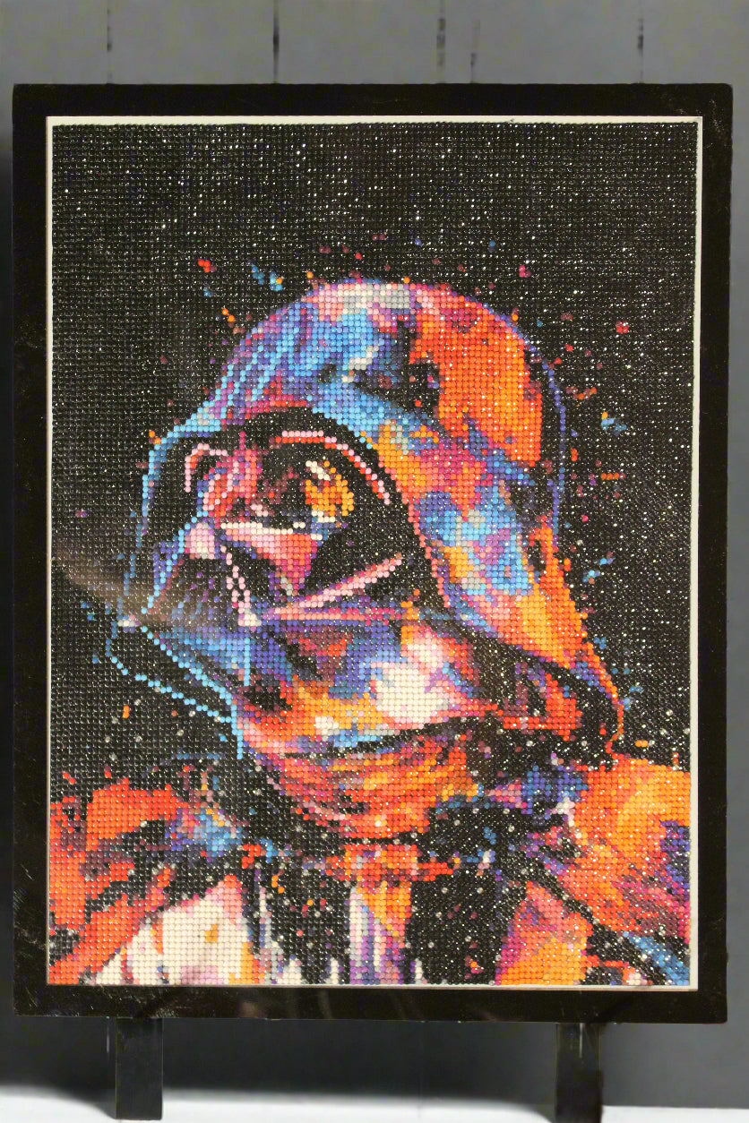 Custom Colored and Adorned Painting of Darth Vador in a Colorful Fashion View of his Command.