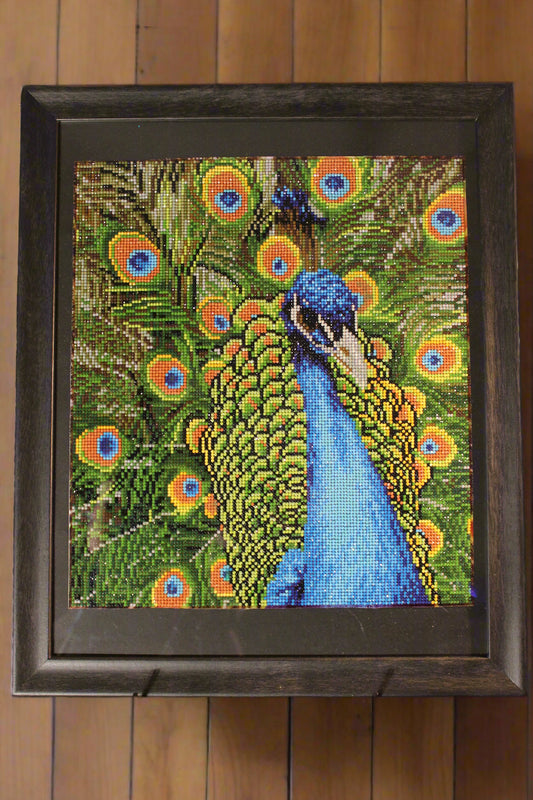 Diamond Art Painting Peacock with Fabulous Blue Feathers