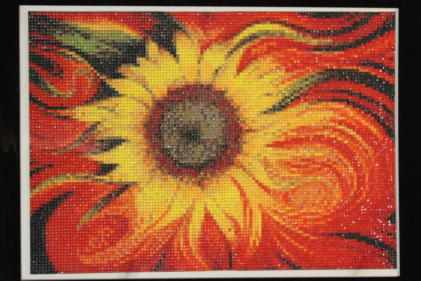 Diamond Art Eclectic Sunflower that ROCKS. Absolutely Gorgeous.