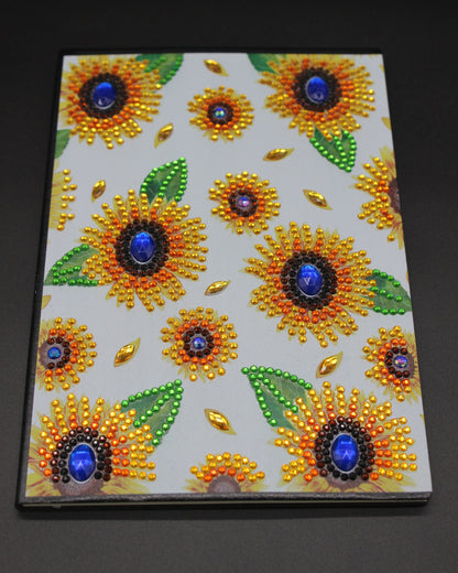 Beautiful Diamond Art Journal Adorned with Multiple Sunflowers with Specialty Yellow Crystal Rhinestones