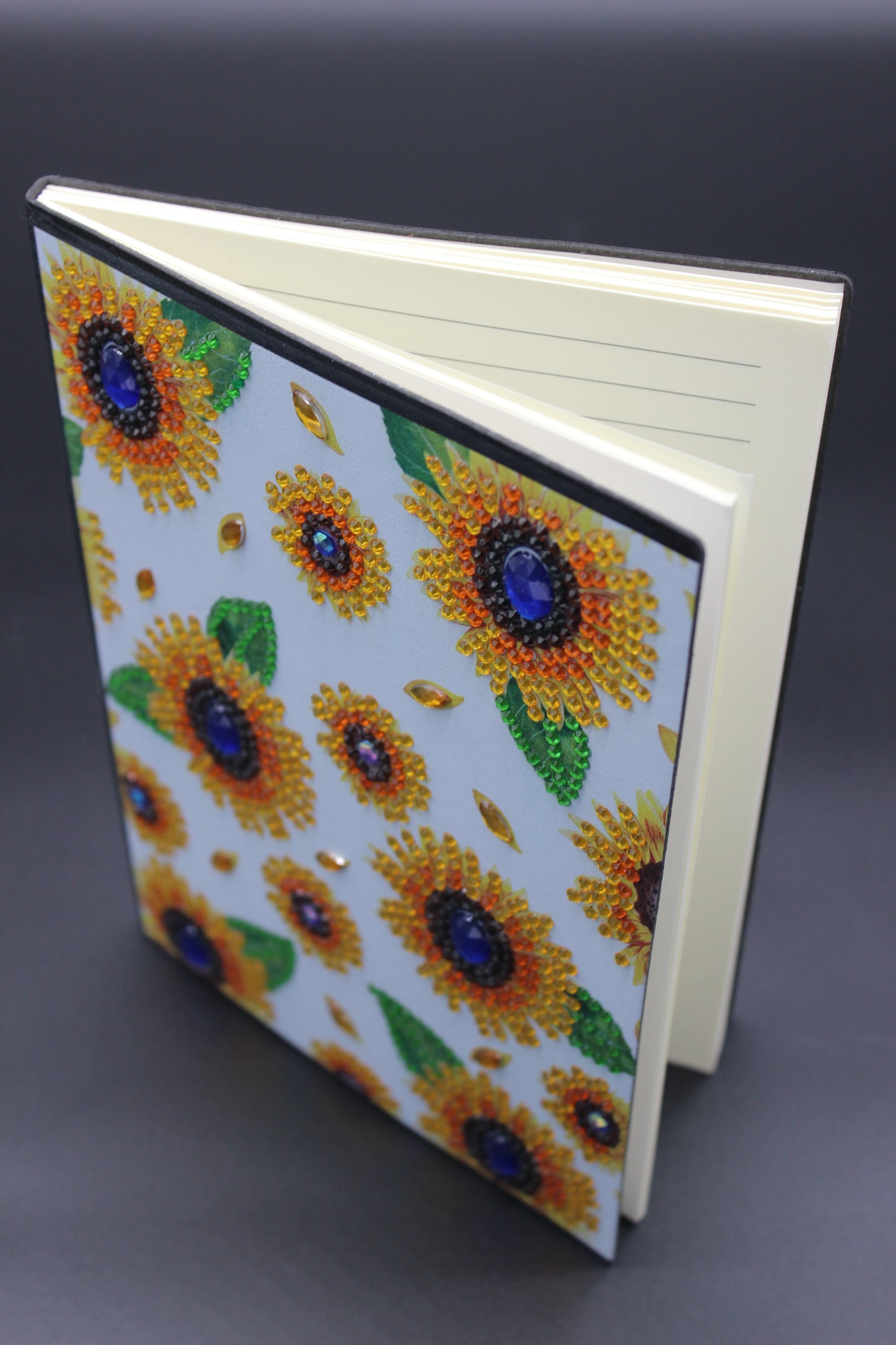 Beautiful Diamond Art Journal Adorned with Multiple Sunflowers with Specialty Yellow Crystal Rhinestones