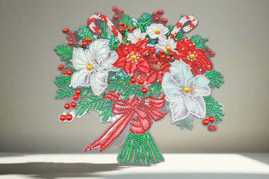 Hanging Diamond Art Poinsettias Are Gorgeous and a Stunning Present for a Family, Mom, Dad or Even Hanging in Your Kitchen.