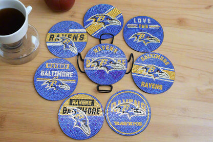 NFL AFC Baltimore Ravens (8 pcs.) Coaster set with Metal Stand Great set