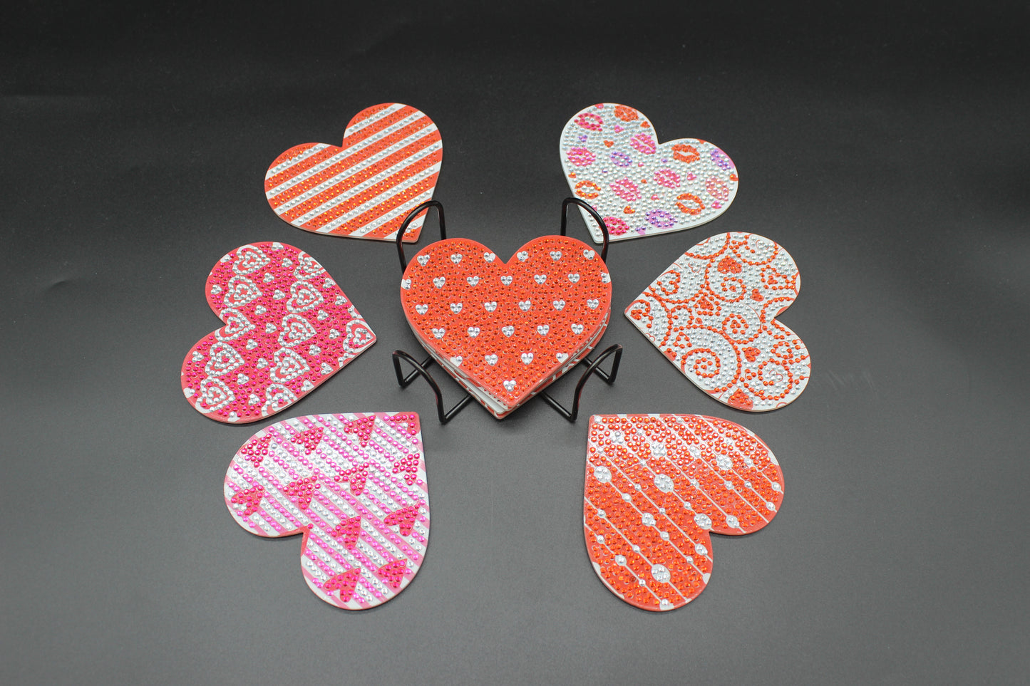 Great Heart I Love You (10 pcs.) Coaster set with Metal Stand