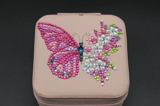 Portable Diamond Painting Jewelry Storage Box Pink PU Leather Jewelry Ring Organizer Case Travel Jewelry Organizer