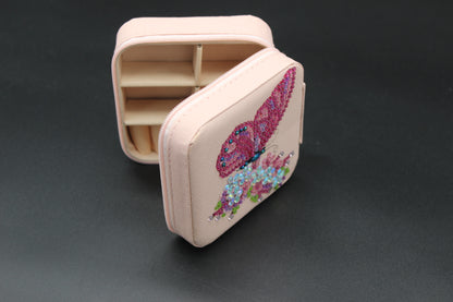 Portable Diamond Painting Jewelry Storage Box Pink PU Leather Jewelry Ring Organizer Case Travel Jewelry Organizer