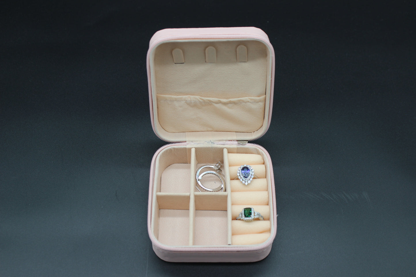 Portable Diamond Painting Jewelry Storage Box Pink PU Leather Jewelry Ring Organizer Case Travel Jewelry Organizer