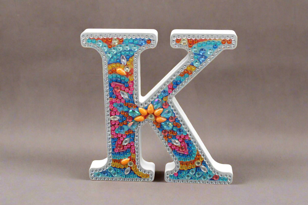 Wooden Craft Gem Diamond Art Letter K