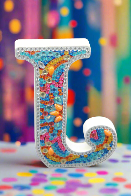 Wooden Craft Gem Diamond Art Letter J