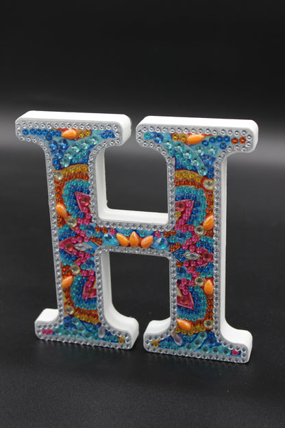 Wooden Craft Gem 5D Diamond Art Letter H
