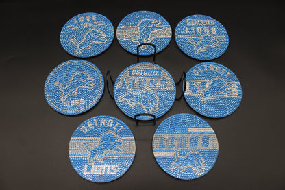 NFL NFC Detroit Lions (8 pcs.) Coaster set with Metal Stand