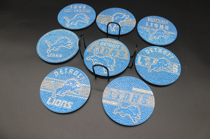 NFL NFC Detroit Lions (8 pcs.) Coaster set with Metal Stand