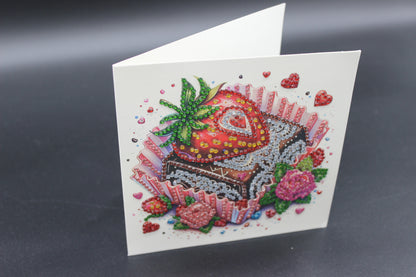 Valentines Chocolate Square with Strawberry Candy Diamond Art Card