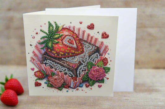 Valentines Chocolate Square with Strawberry Candy Diamond Art Card