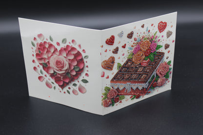 Valentines Chocolate Square with Flowers Diamond Art Card