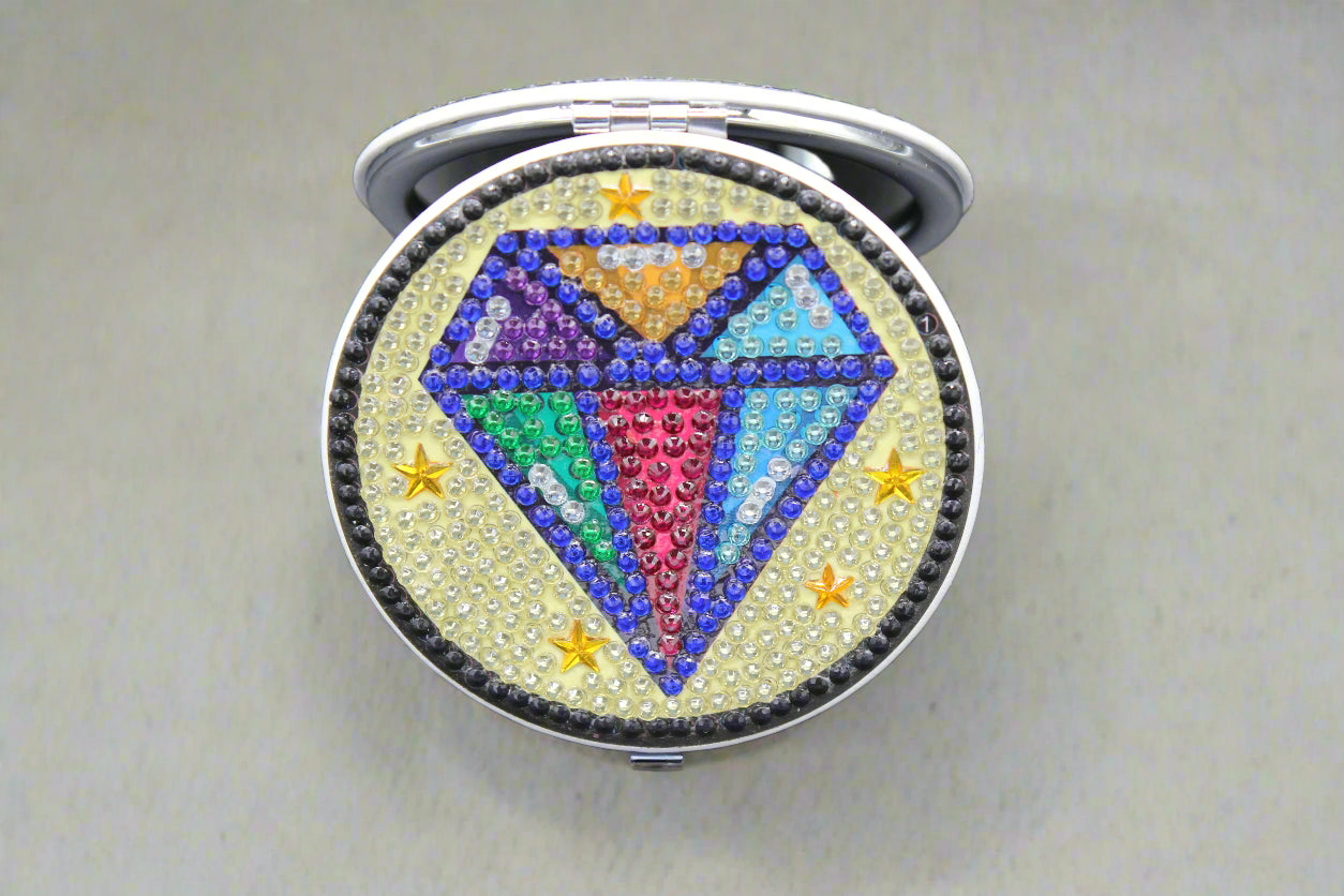 Compact Mirror with a Rhinestone Sassy Octagon Diamond