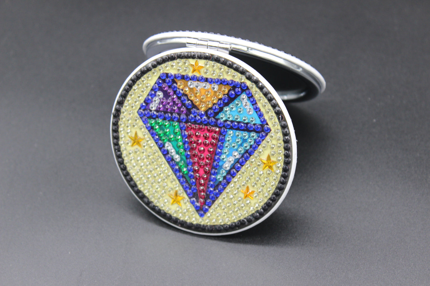 Compact Mirror with a Rhinestone Sassy Octagon Diamond