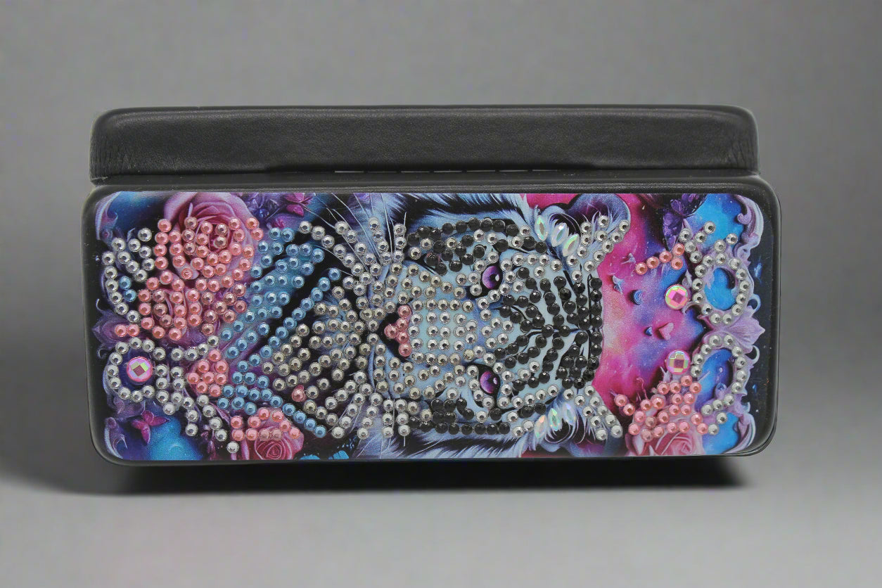 Brilliantly Adorned Diamond Art  Tiger Eye Glass Case