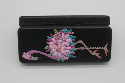 Brilliantly Adorned Diamond Art Pink Flamingo Eye Glass Case