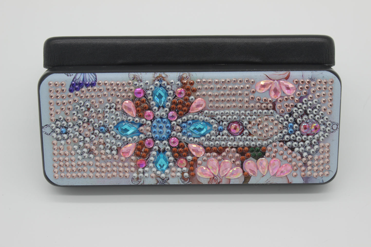 Beautifully Adorned Diamond Art Multi Colored Cross Glass Case