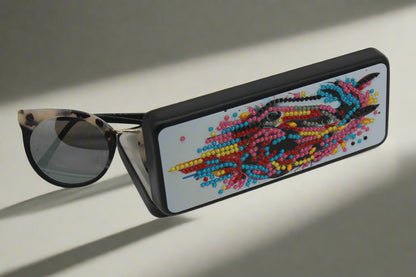 Beautifully Adorned Diamond Art Multi Colored Horse Glass Case