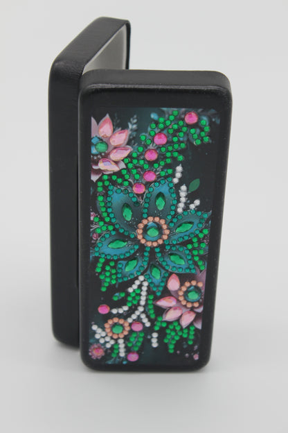 Beautifully Diamond Art Multi Colored Flowered Eye Glass Case