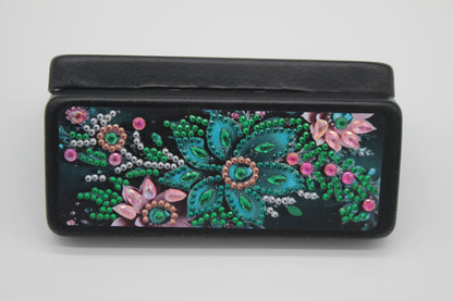 Beautifully Diamond Art Multi Colored Flowered Eye Glass Case