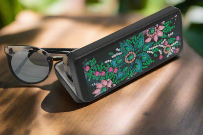 Beautifully Diamond Art Multi Colored Flowered Eye Glass Case