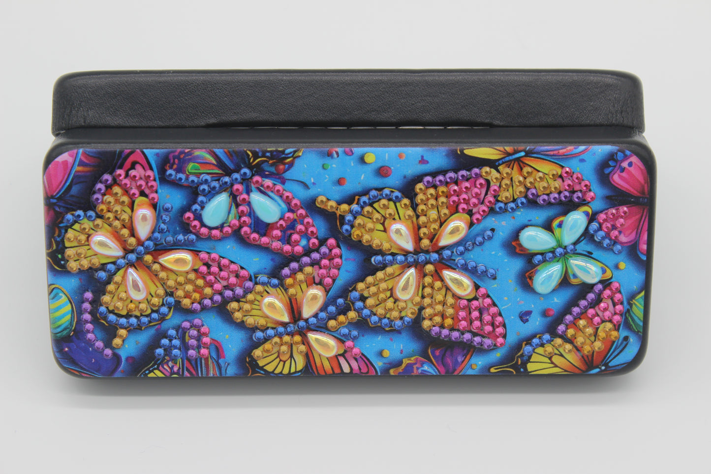 Beautifully Diamond Art Multi Colored Butterfly Glass Case